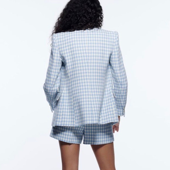 Zara Blue Houndstooth Blazer - Picture 5 of 6